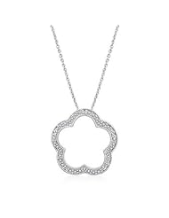 Alexander James White Gold Rhodium Bonded to .925 Sterling Silver Star Pendant with Diamond Chip Accents in Silvertone Chain Not Included
