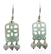 Sterling Silver Genuine Green Jade Carved Drop Earrings