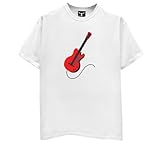 IMAGE OF Red Electric Guitar T-Shirt-Womens-White-Small