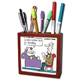 Londons Times Funny Medicine Cartoons - Dog At Shrink - Tile Pen Holders-5 inch tile pen holder