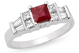1 Carat Ruby & Diamond 18K White Gold Ring