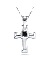 0.52 Cts AA Black Diamond Cross Pendant in Silver