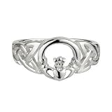 Sterling Silver Celtic Knot Ring with Claddagh Front - Made in Ireland