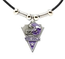 Minnesota Vikings Leather Necklace w/Beads & Pewter Pendant