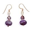 Copper French Wire Earrings with Purple Agate and Crystal