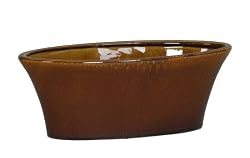 Gloss Brown Ceramic Oval Tapered Vase/Planter - 13.75" wide x 5.25" deep x 5.25" tall