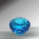 Crystal Blue Heart with I Love You Dad engraving.