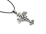 Gothic Cross Pewter Pendant on Cord Necklace