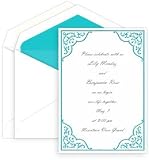 Filigree Wedding Invitation Kit White Aqua (50 Pack)
