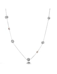 Bling Jewelry Freshwater Pearl Sterling Silver Rose Flower Long Necklace 40in