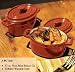 NapaStyle Enamel Cast Iron 12-ounce Covered Mini Oval Pan Set with Wood Crate, Terra Cotta with Natural Interior (50219)