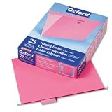 Pendaflex 81609 Recycled Colored Hanging File Folders, Letter, 1/5 Cut Tabs, Pink, 25/box