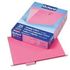 Pendaflex 81609 Recycled Colored Hanging File Folders, Letter, 1/5 Cut Tabs, Pink, 25/box