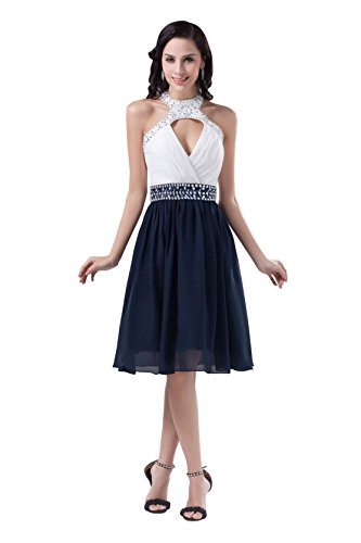 Graceful Women's Halter Knee Length Casual Prom Party Dresses Chiffon ...