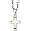 Stainless Steel Cross With Four Inlayed Ball accents on 24 inch Polished Ball Chain