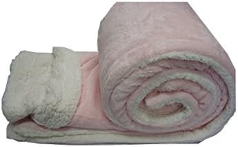 Sherpa Blanket Sumptuously Soft Plush Faux Fur Borrego Reversible Winter Blankets Throw Bedspread, Queen Size, Pink