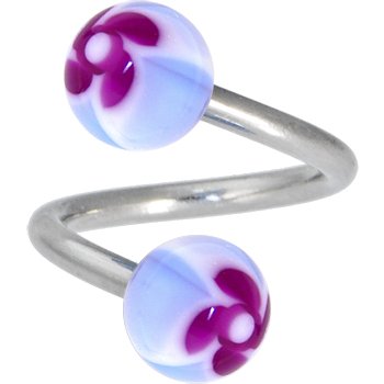 Purple FUNKY FLOWER Spiral Twister Belly Ring