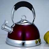 Creative Home Jupiter 2.6 Qt Stainless Steel Whistling Tea Kettle- Metallic Cranberry