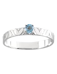 14K White Gold 3 MM Blue Topaz Childrens Ring