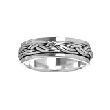 Sterling Silver Braided Twine Oxidized Spinner Ring Mens Size 10