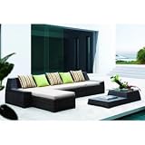 Lexington Modern Traverse 4-Piece Outdoor Set, Chocolate with Tan Cushions