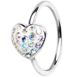 16 Gauge 3/8" Aurora Heart Ferido Crystal Captive Belly Ring