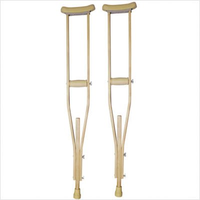 Drive Medical Wood Crutch with Comfortable Underarm Pad and Handgrip, Youth