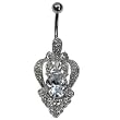 Stainless Steel Belly Ring with Clear CZ - 14g/5mm ball