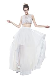 A-line Jeweled Beaded Organza Prom Dress  with a Brush/Sweep Train 