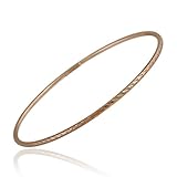 18K Rose Gold over Sterling Silver 2mm Diamond Cut Bangle Bracelet