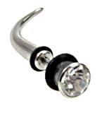 CURVED FAKE STRETCHER WITH CLEAR FACETED CRYSTAL 16g - Sold Individually