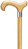 Walking Cane - Men's derby handle, with hardwood shaft and wide brass band, 41