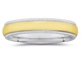5 mm Two Toned White Milgrain Edge Comfort-Fit Men's Wedding Band in 14k Two-Tone Gold