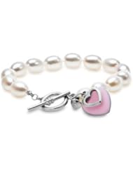 Amoro Hope Pink Enamel Heart and Pearl Bracelet