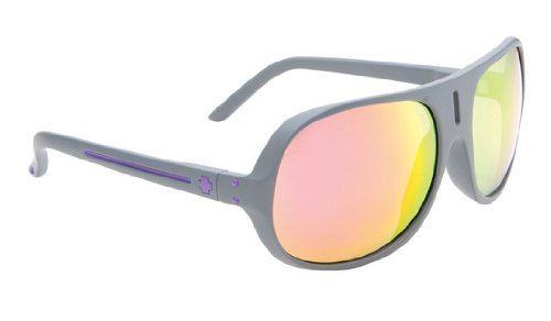 Spy Optic Stratos II Oversized Sunglasses,Matte Grey Frame/Grey with Multi Layered Pink Lens,One size