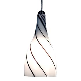 Checkolite 25310-71 Coffee Swirl Art Glass Cone 1-Light Pendant, Brushed Nickel by Checkolite