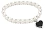 6-7mm Button Cultured Freshwater Pearl and Onyx Sterling Silver Heart Bracelet