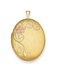 Genuine IceCarats Designer Jewelry Gift Gold Plated Sterling Silver 26Mm Satin Floral Locket