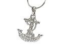 Beautiful Crystal Nautical Anchor Charm Necklace Silver Tone ~ Includes FREE Ice Stud Earrings