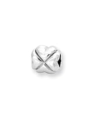 Solid Lucky Clover Charm in Sterling Silver for 3mm Charm Bracelets