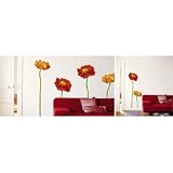 French Red Poppies Wall Sticker- repositionable removable