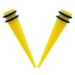 No Piercing Required - High Quality Yellow Acrylic Fake Tapers - Imitation 0G with Rubber Bands - Very Strong Magnets - Sold as a Pair