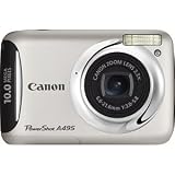 Canon PowerShot A495 10 Megapixel Compact Camera - 6.60 mm-21.60 mm - Silver 2.5 LCD - 3.3x Optical Zoom - 3648 x 2736 Image - 640 x 480 Video