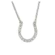 Large Rhodium Plated CZ Horseshoe Necklace 16"