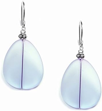 Solares Silver Plated Pale Lavender Purple Recycled Beach Glass Earrings