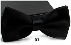 11 Colors Classic Solid Tuxedo Neck Bowtie Wedding Adjustable Mens Bow Tie T001 Color: Black-01