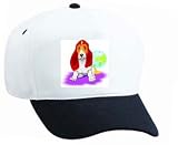 White Cap with basset, hound, globe, dog