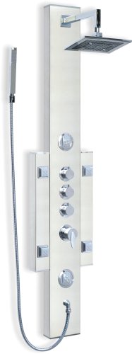 AQUA Stainless Steel Shower Panel Massage Jets Square Rain Shower 524B