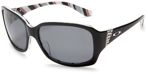 Oakley Women's Discreet Polarized Sunglasses,Black With Stripes Frame/Grey Polarized Lens,one size