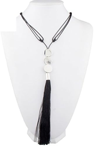PERFIN 2015 Women Fashion Jewelry Long Tassel Style Alloy Chain Trendy Necklace. (Silver)
